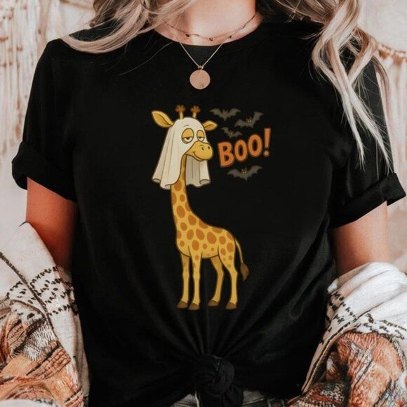 Cute Giraffe In Ghost Costume Halloween Shirt - Picture 1 of 4